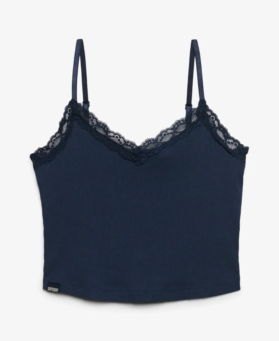 Essential Lace Trim Cropped Cami Top
