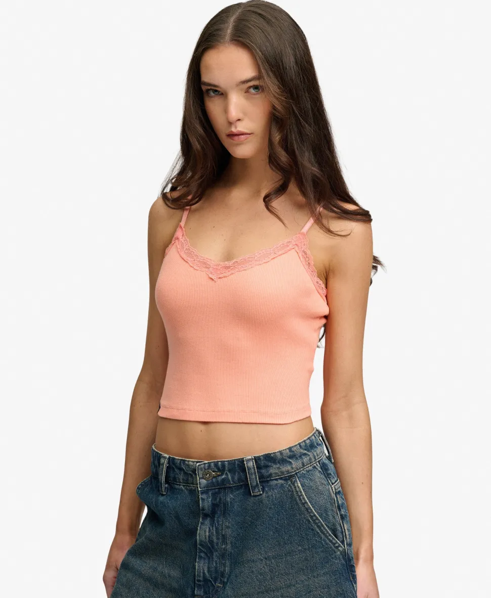 Essential Lace Trim Cropped Cami Top
