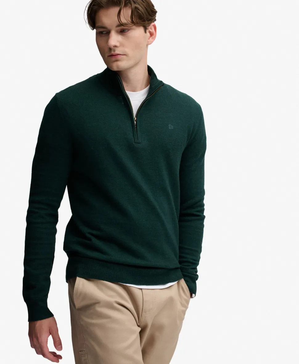 Essential Lightweight Wool Blend Half Zip Jumper