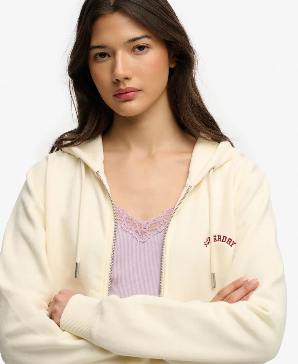 Essential Logo Cropped Zip Hoodie