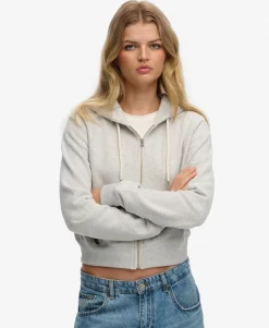 Essential Logo Cropped Zip Hoodie