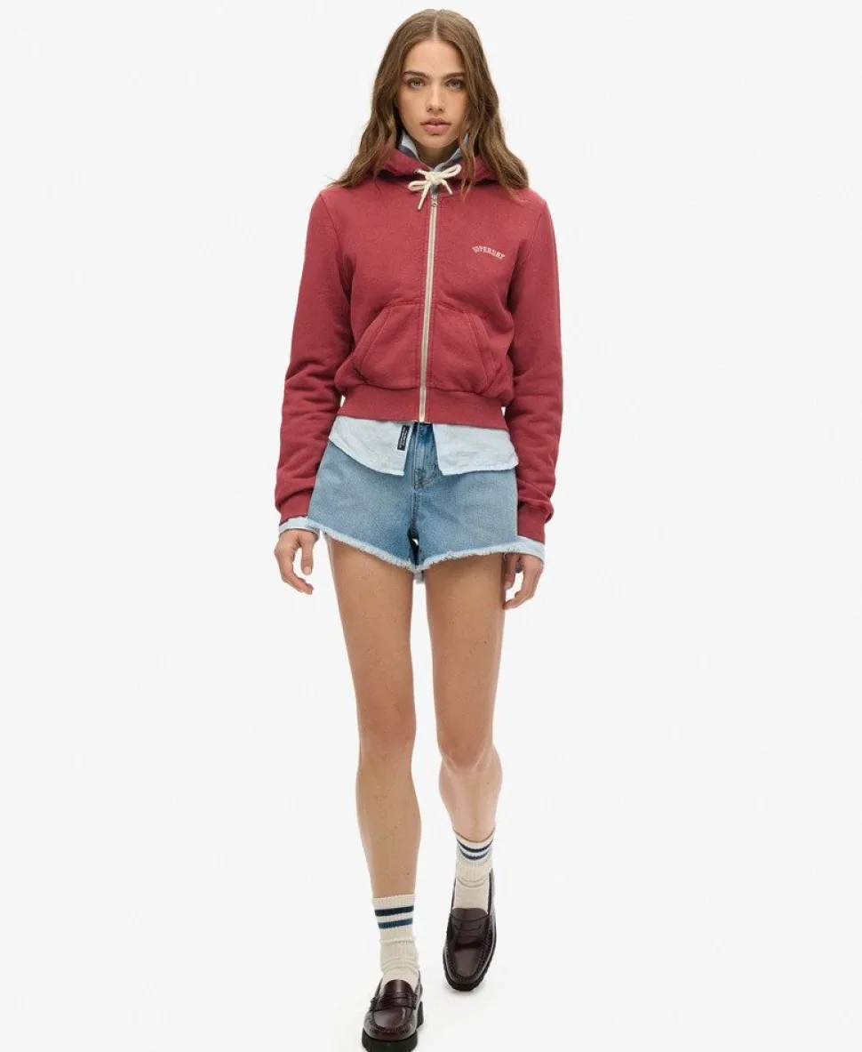 Essential Logo Cropped Zip Hoodie