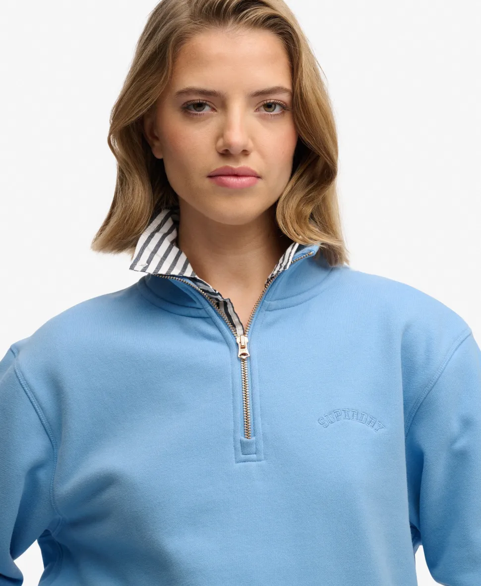 Essential Logo Embroidered Half Zip Jumper