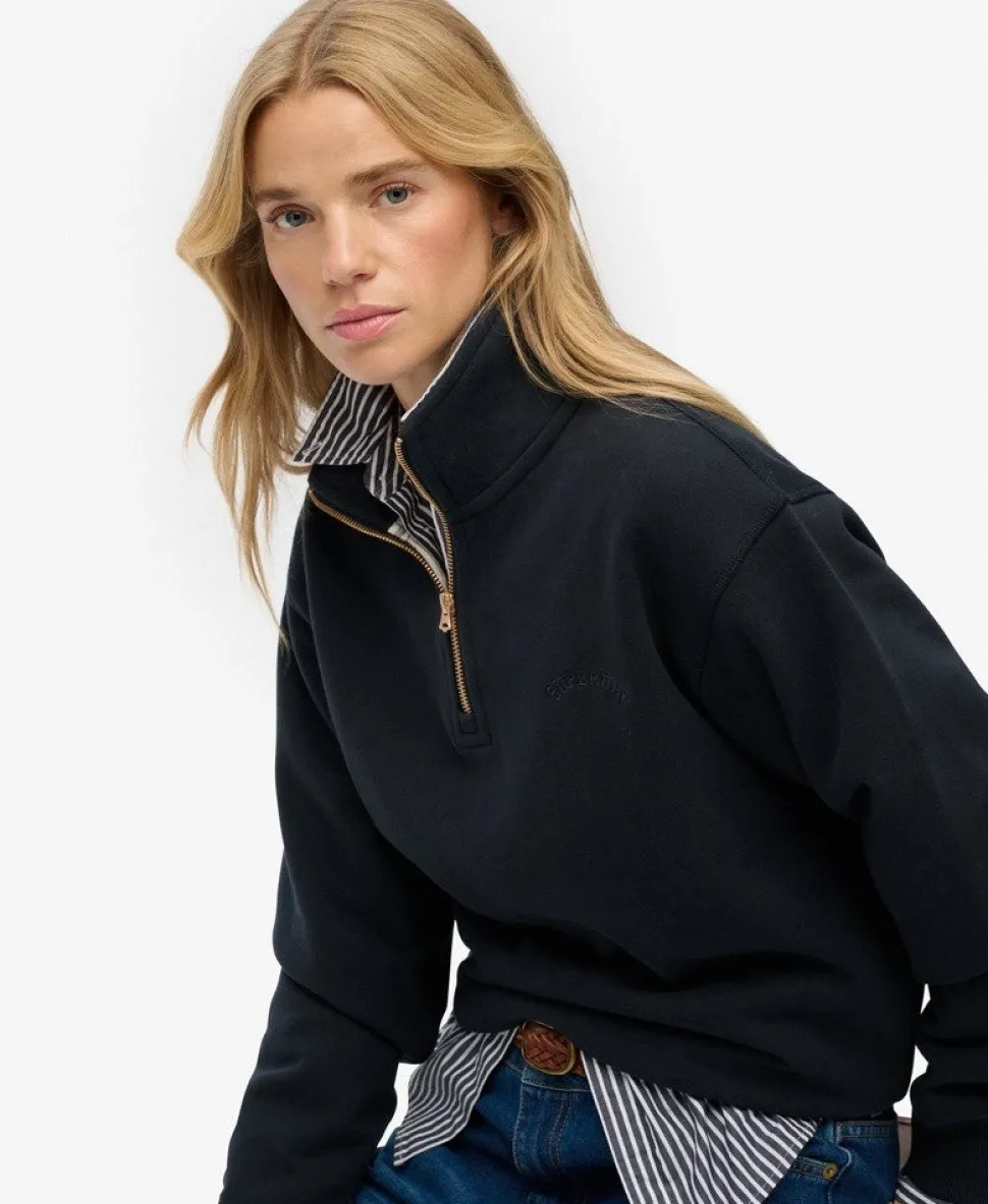 Essential Logo Embroidered Half Zip Jumper
