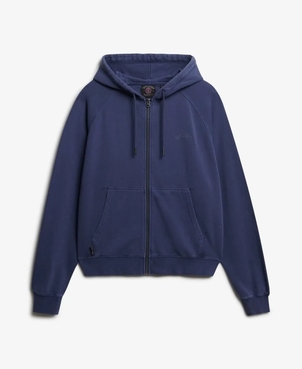 Essential Logo Garment Dyed Zip Hoodie