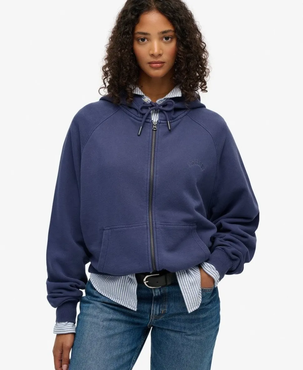 Essential Logo Garment Dyed Zip Hoodie