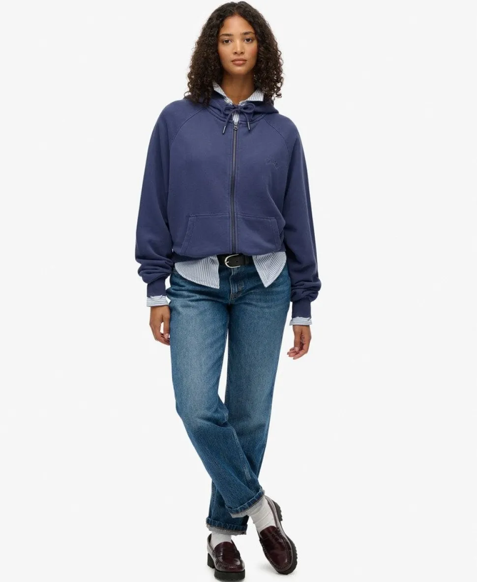 Essential Logo Garment Dyed Zip Hoodie