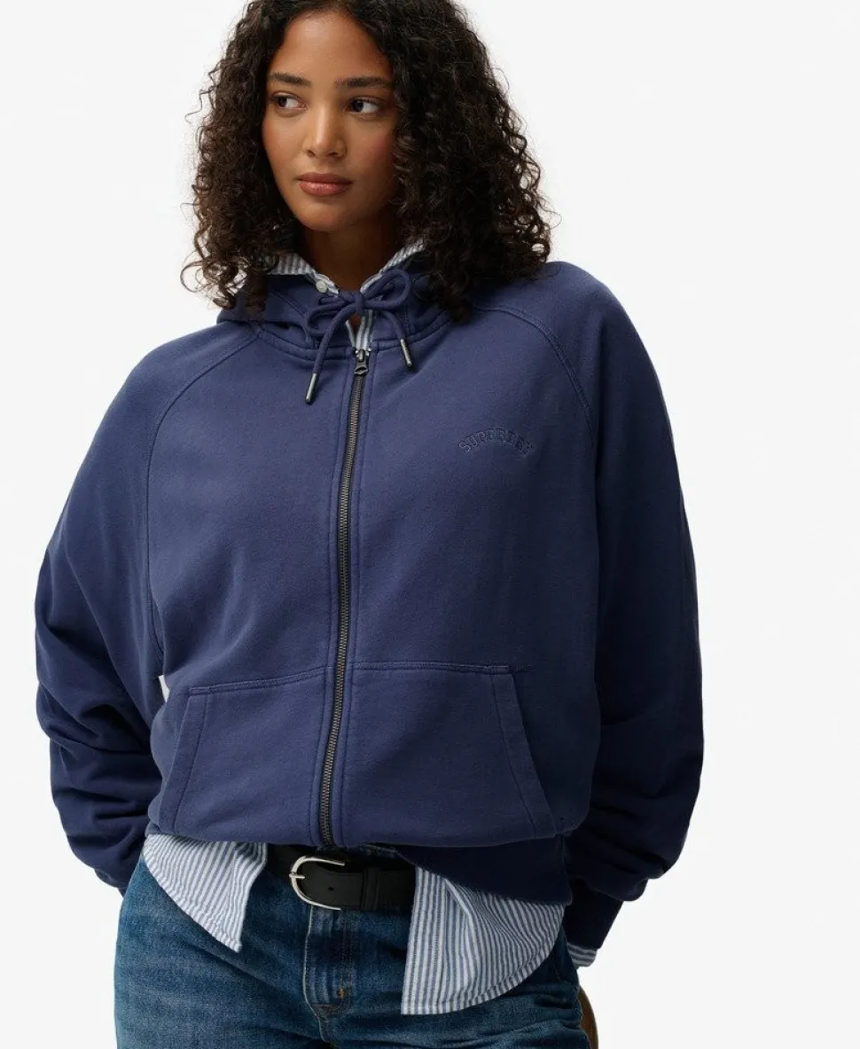 Essential Logo Garment Dyed Zip Hoodie