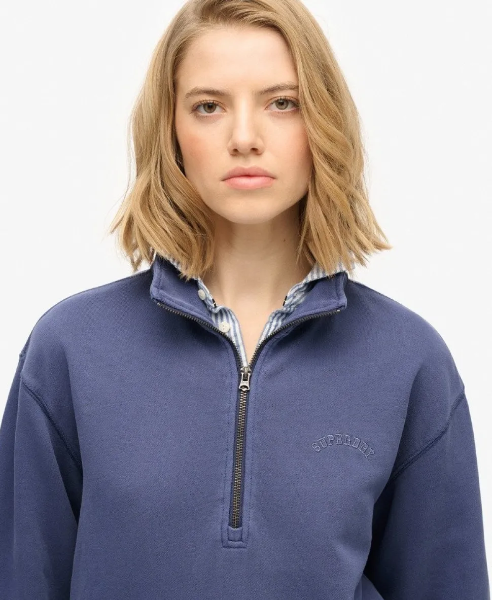 Essential Logo Garment Dye Half Zip Sweatshirt