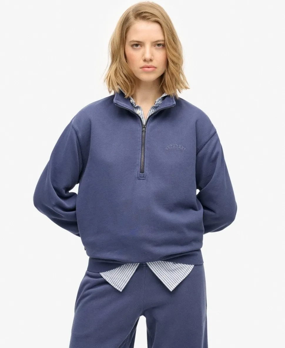 Essential Logo Garment Dye Half Zip Sweatshirt