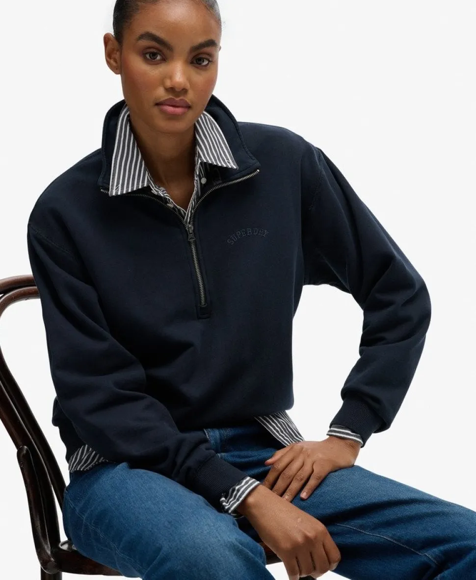 Essential Logo Garment Dye Half Zip Sweatshirt