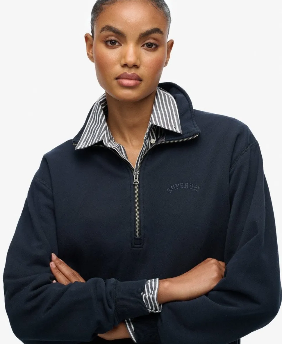 Essential Logo Garment Dye Half Zip Sweatshirt
