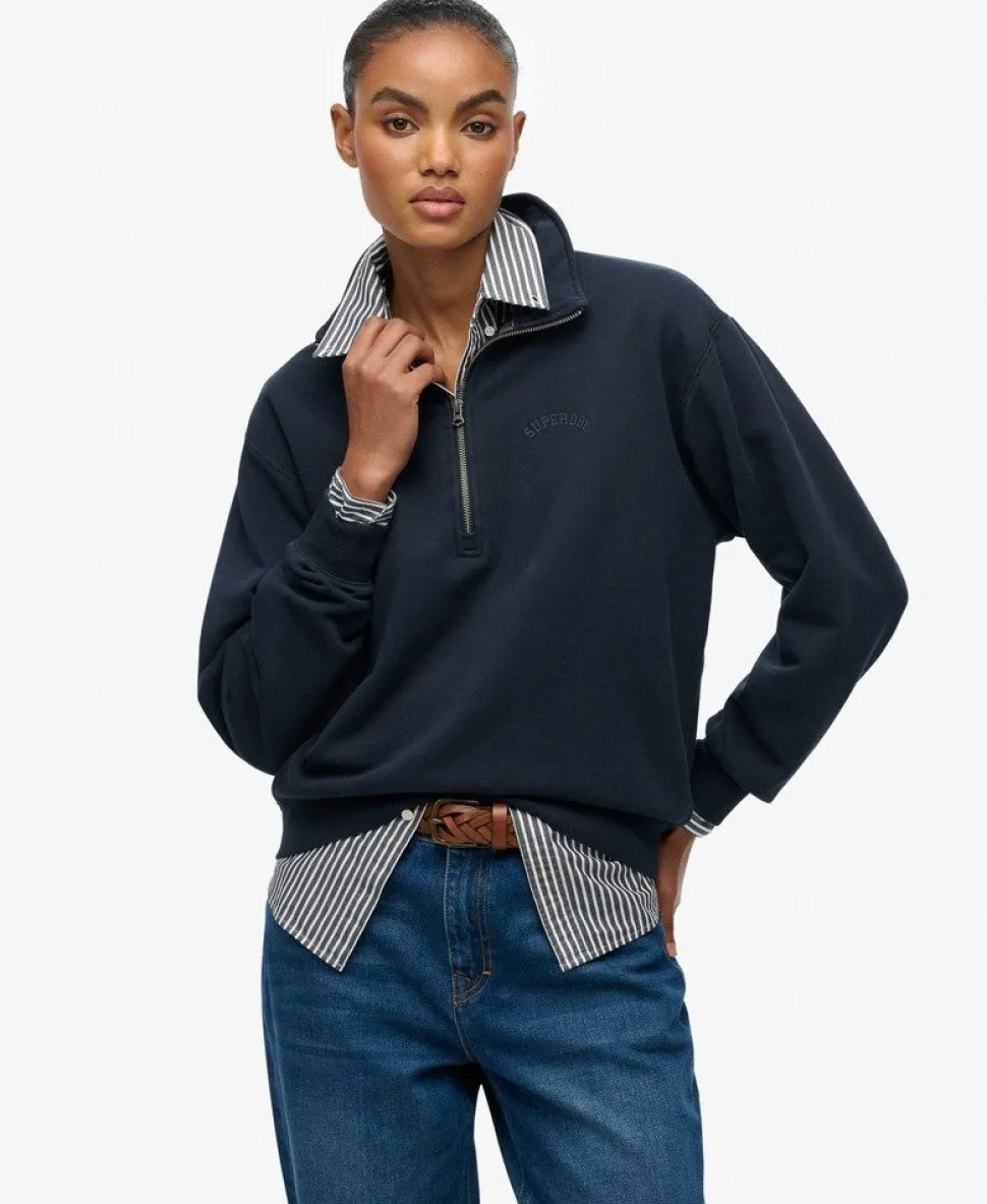 Essential Logo Garment Dye Half Zip Sweatshirt