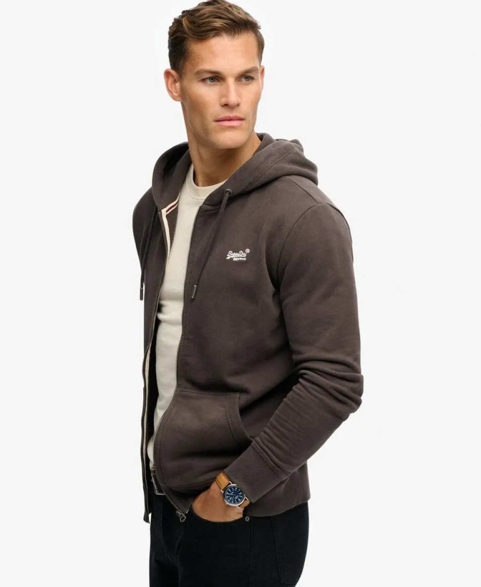 Essential Logo Half Brushed Zip Hoodie