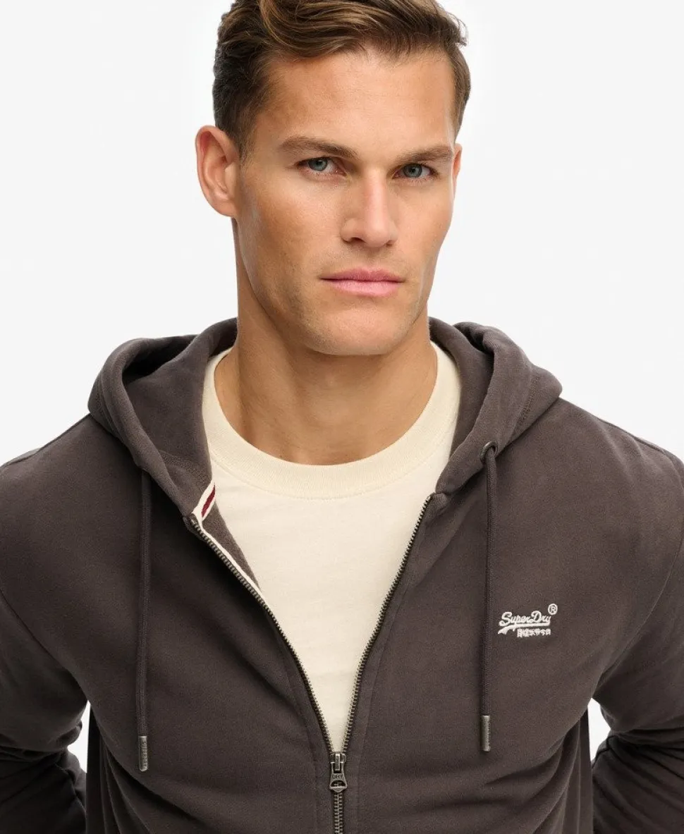 Essential Logo Half Brushed Zip Hoodie