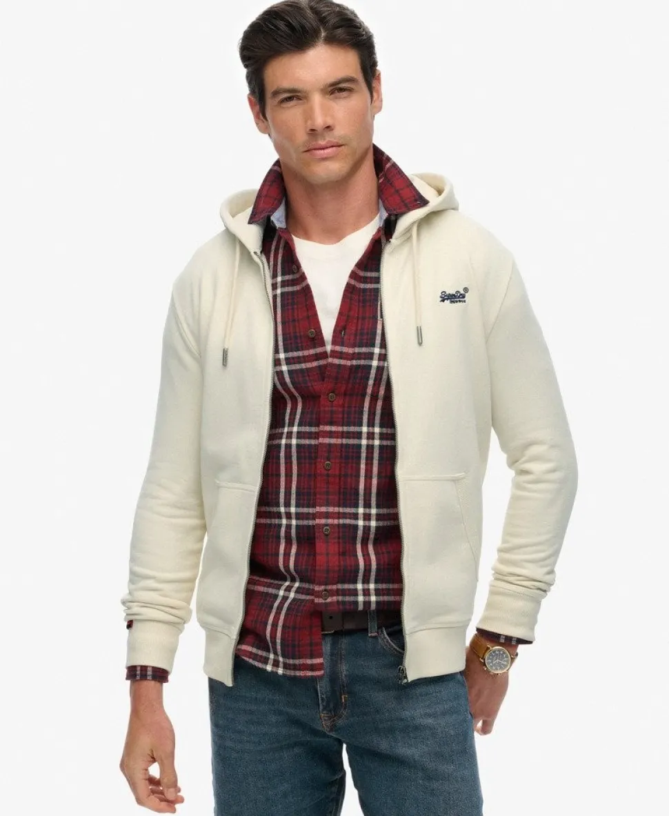 Essential Logo Half Brushed Zip Hoodie