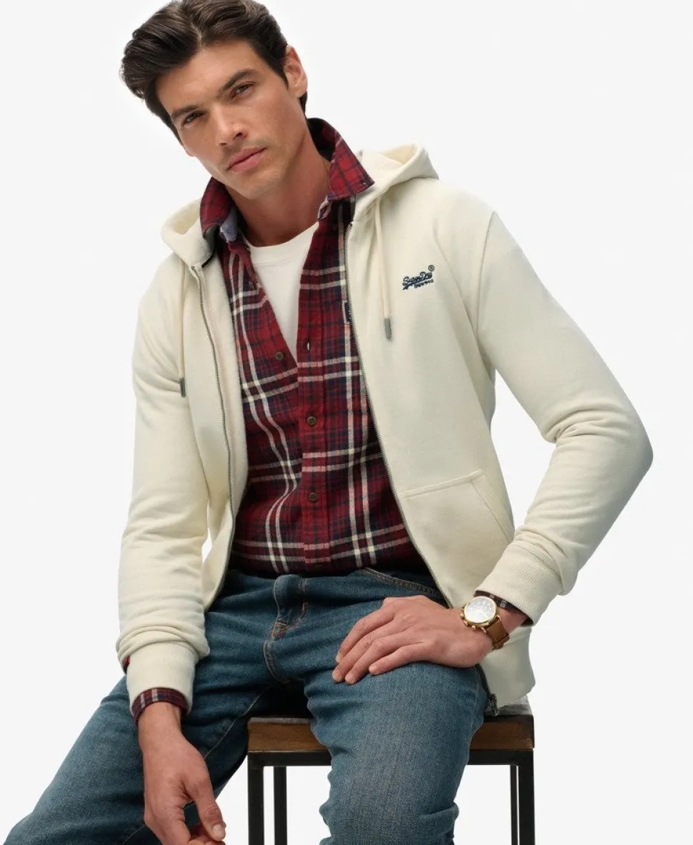 Essential Logo Half Brushed Zip Hoodie