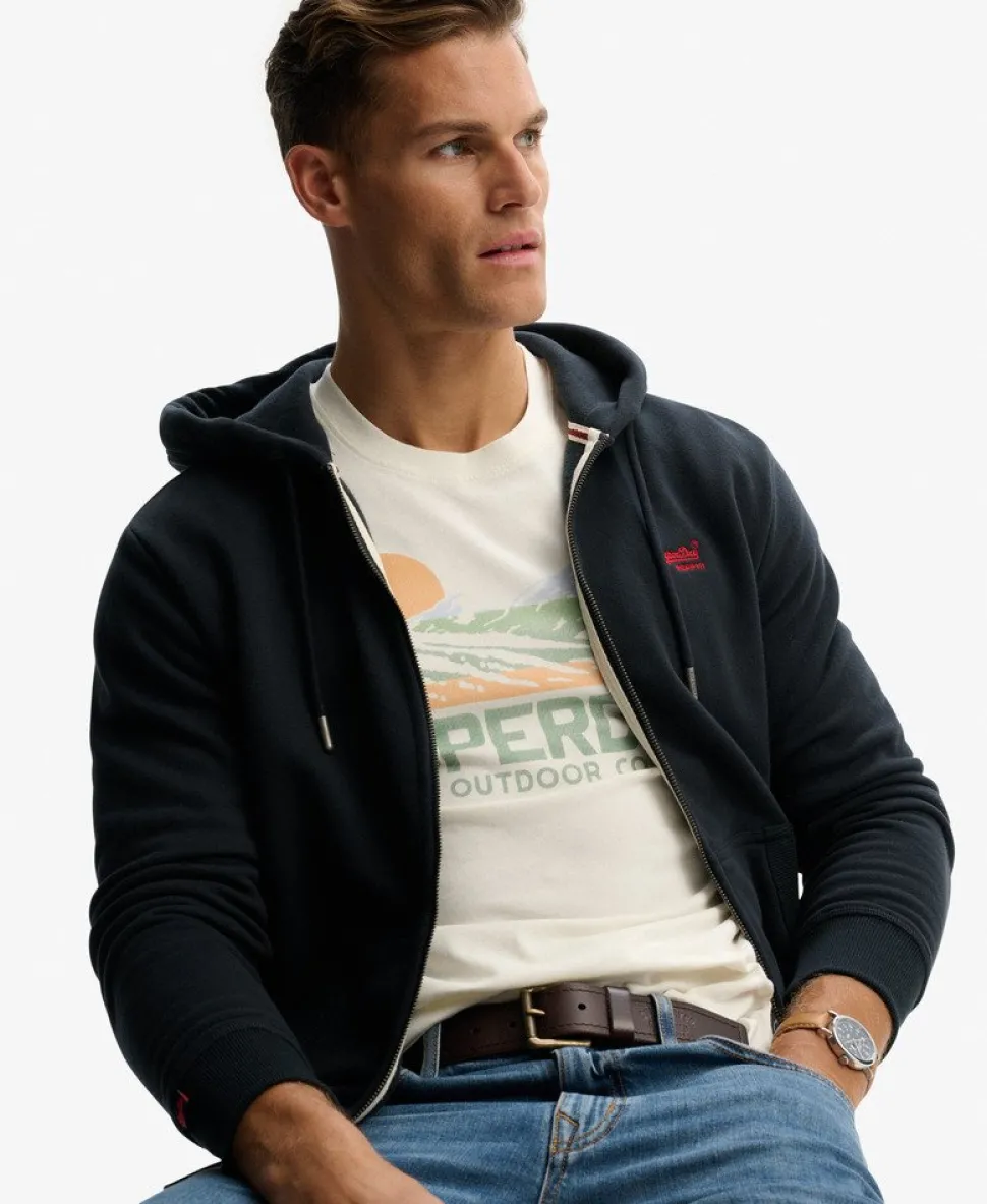 Essential Logo Half Brushed Zip Hoodie