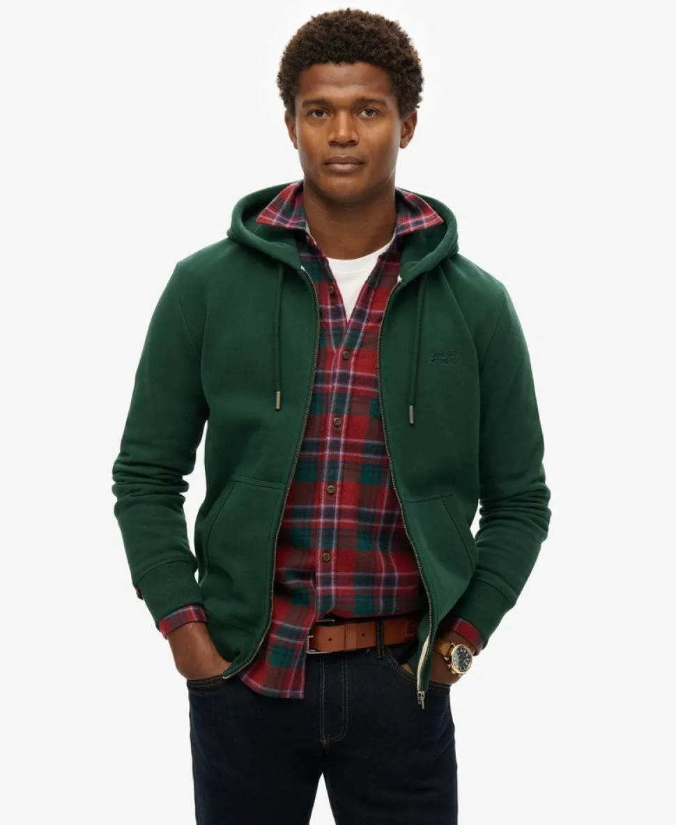 Essential Logo Half Brushed Zip Hoodie