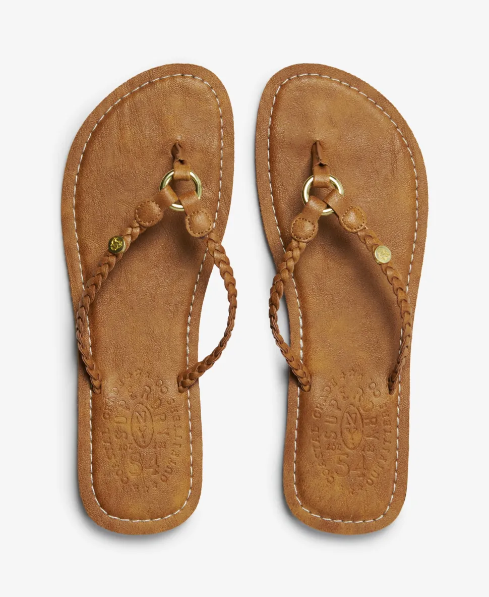 Faux Leather Braided Flip Flops