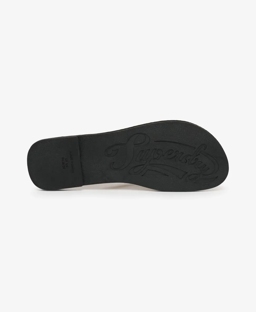 Faux Leather Braided Flip Flops