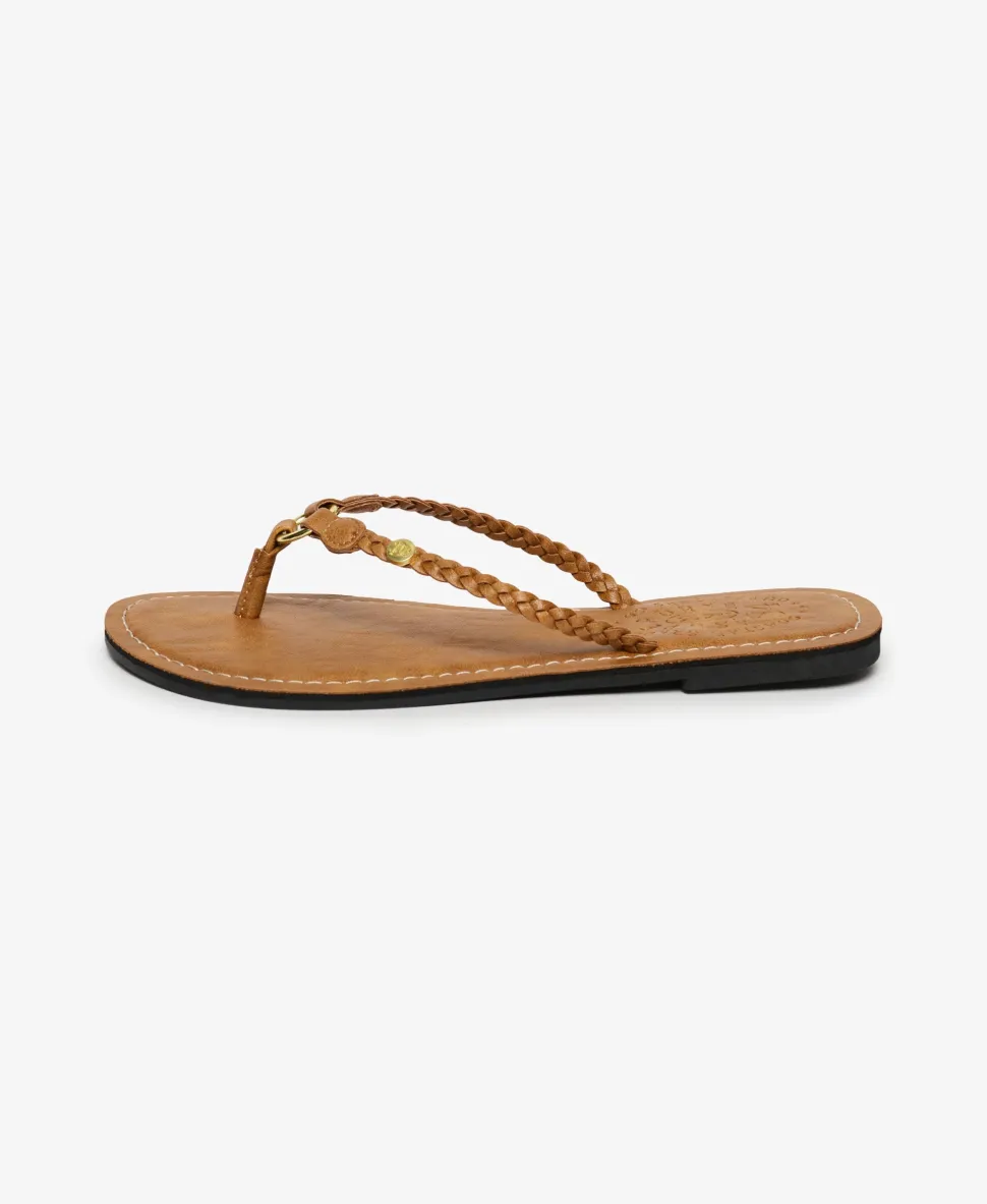 Faux Leather Braided Flip Flops