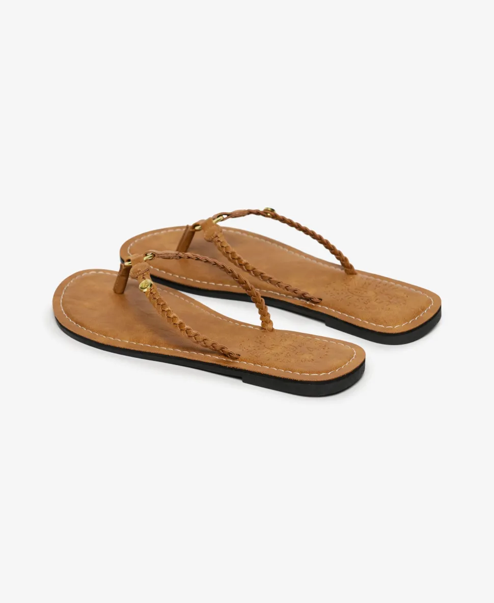 Faux Leather Braided Flip Flops