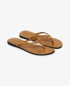 Faux Leather Braided Flip Flops