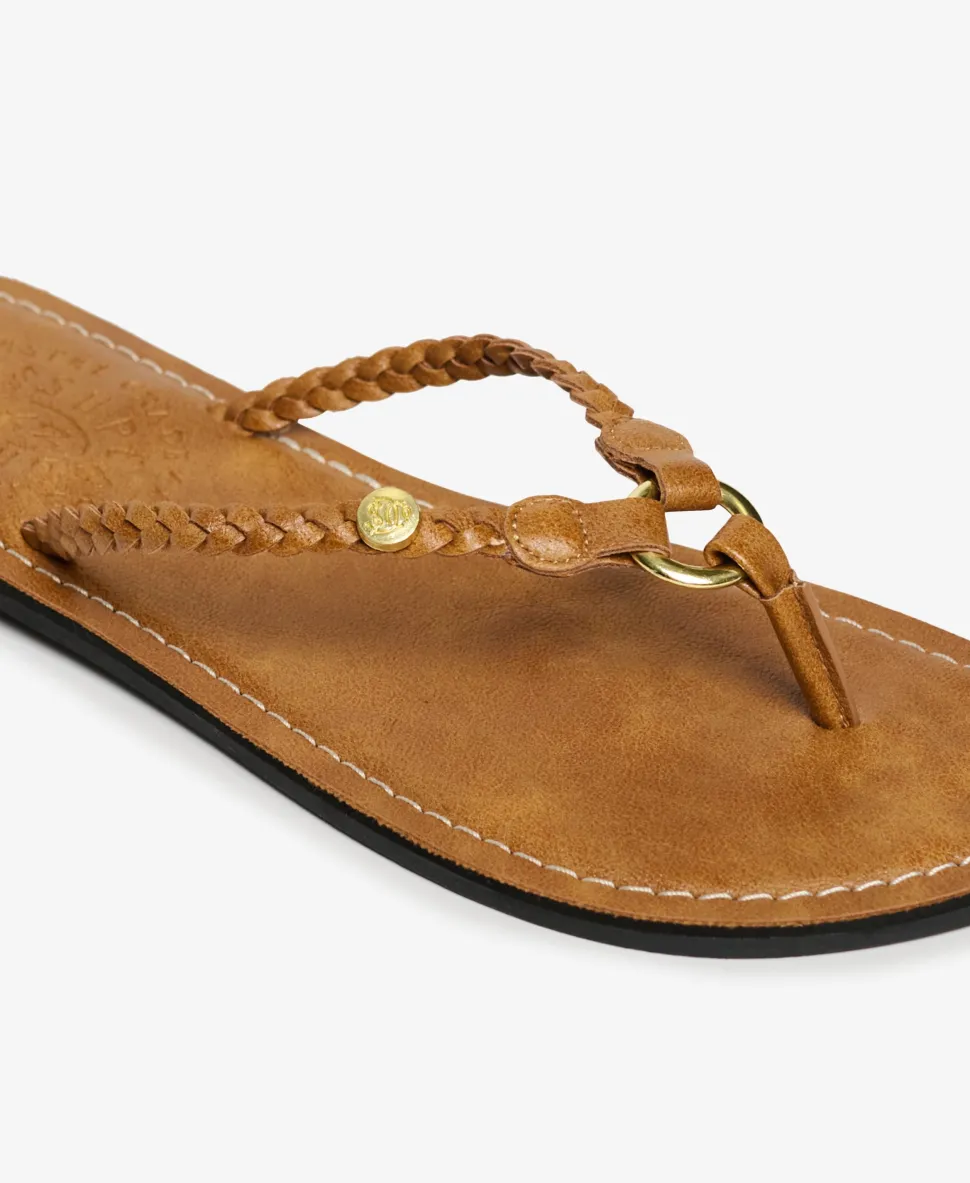 Faux Leather Braided Flip Flops