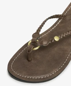 Faux Leather Braided Flip Flops