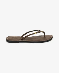 Faux Leather Braided Flip Flops