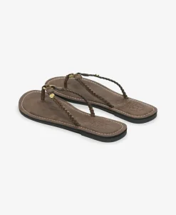 Faux Leather Braided Flip Flops