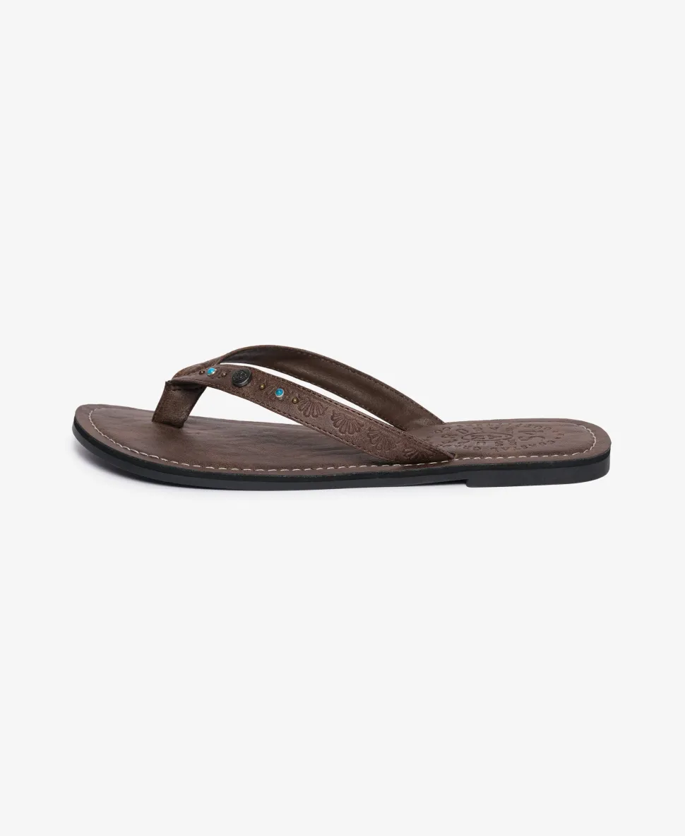 Faux Leather Embossed Flip Flops