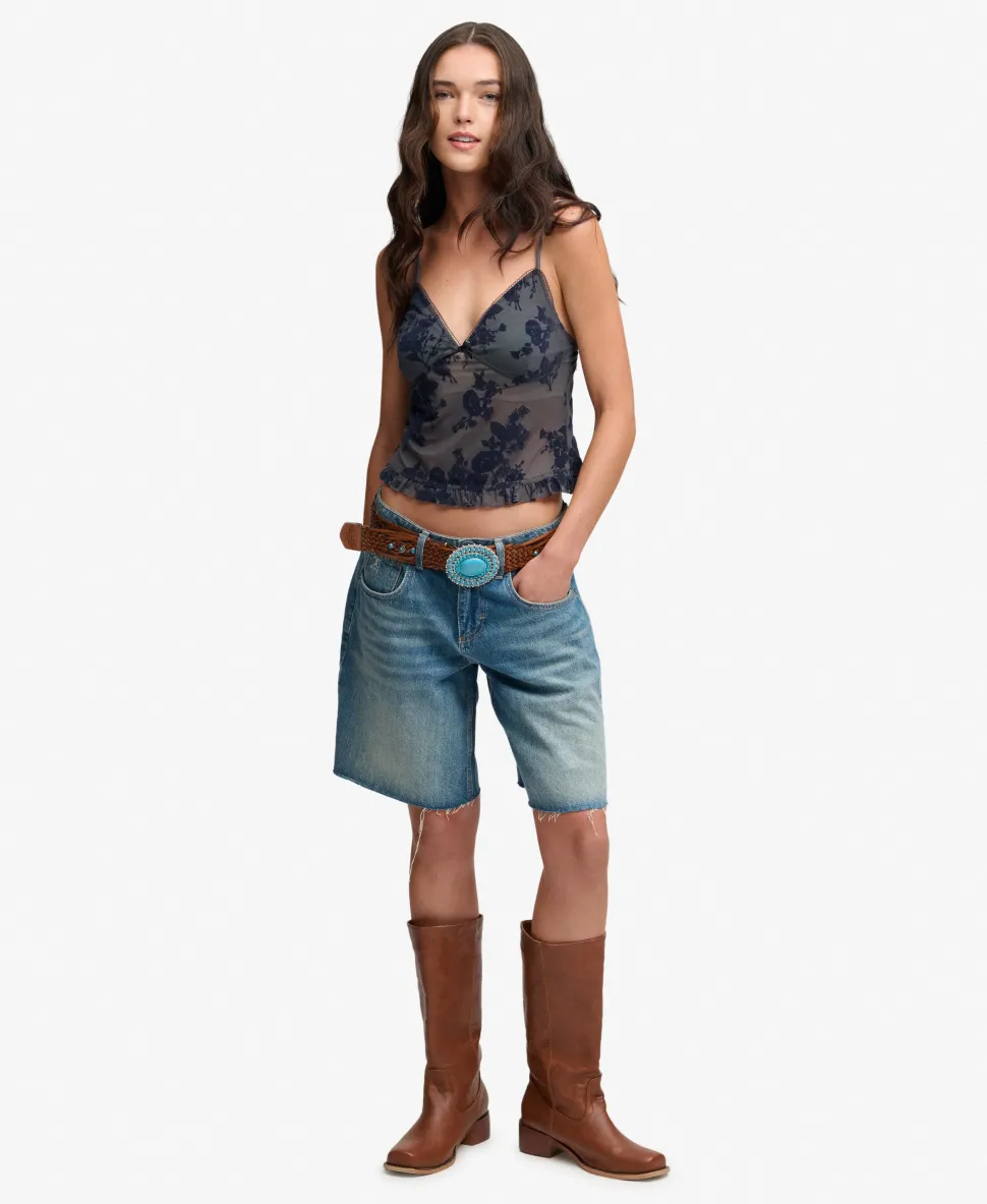 Flocked Mesh Cami Top