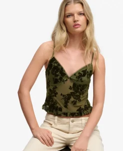 Flocked Mesh Cami Top