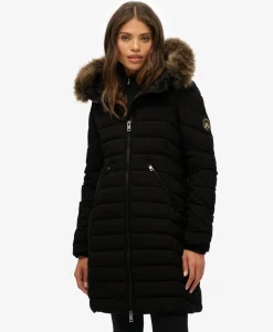Fuji Faux Fur Hooded Mid Length Coat