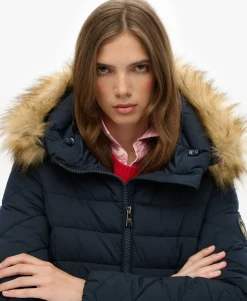 Fuji Faux Fur Hooded Mid Length Coat