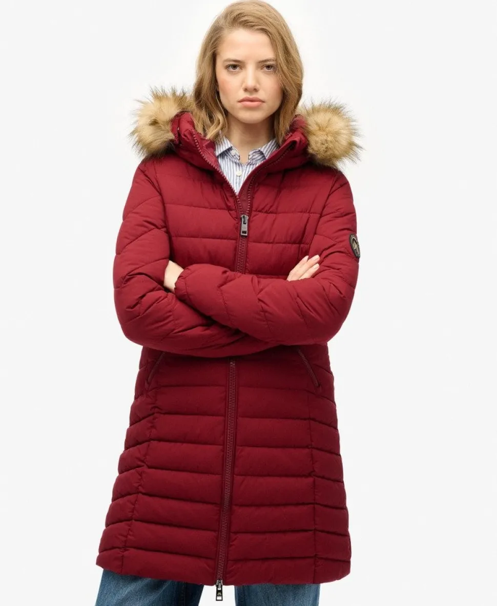 Fuji Faux Fur Hooded Mid Length Coat