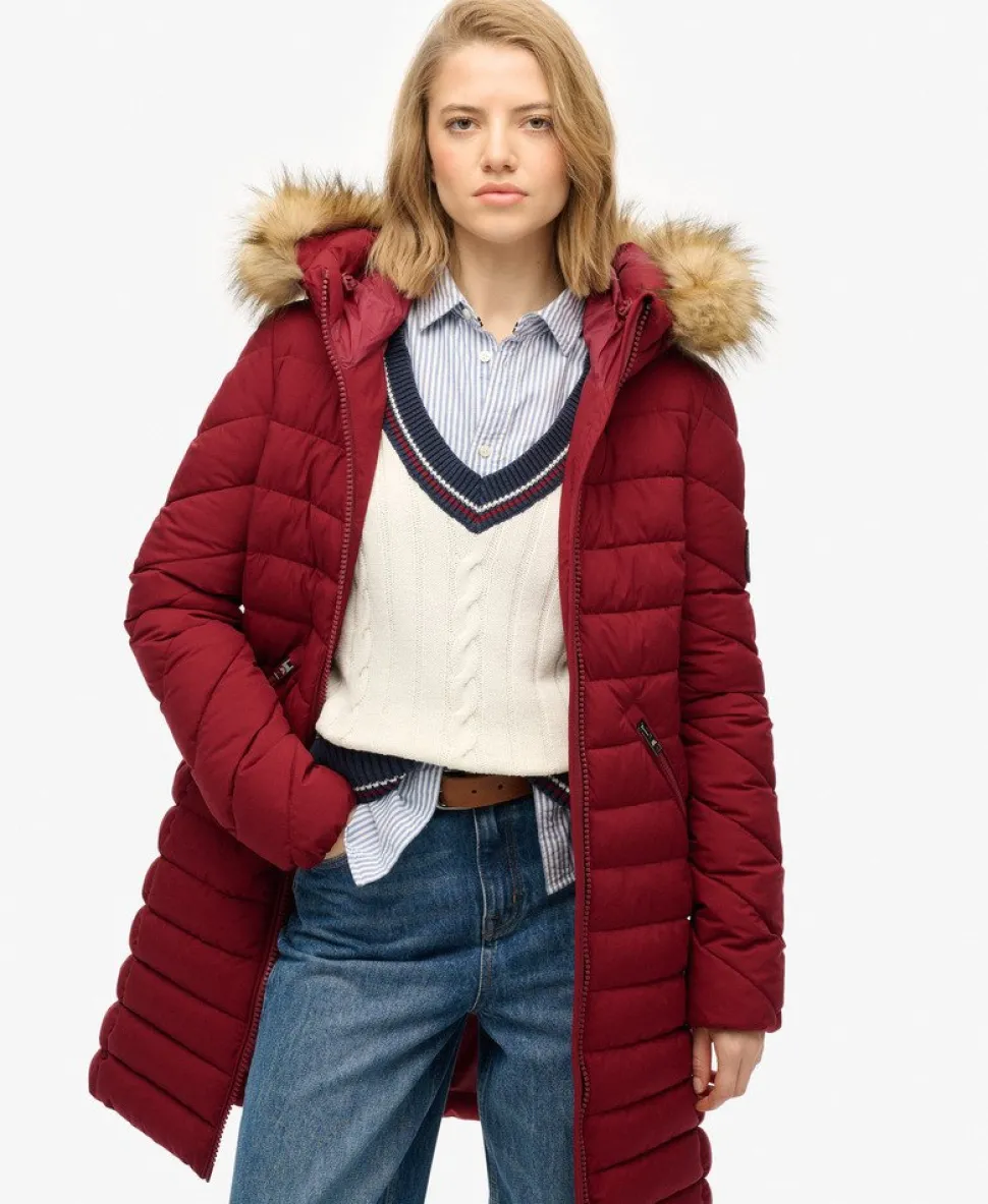 Fuji Faux Fur Hooded Mid Length Coat