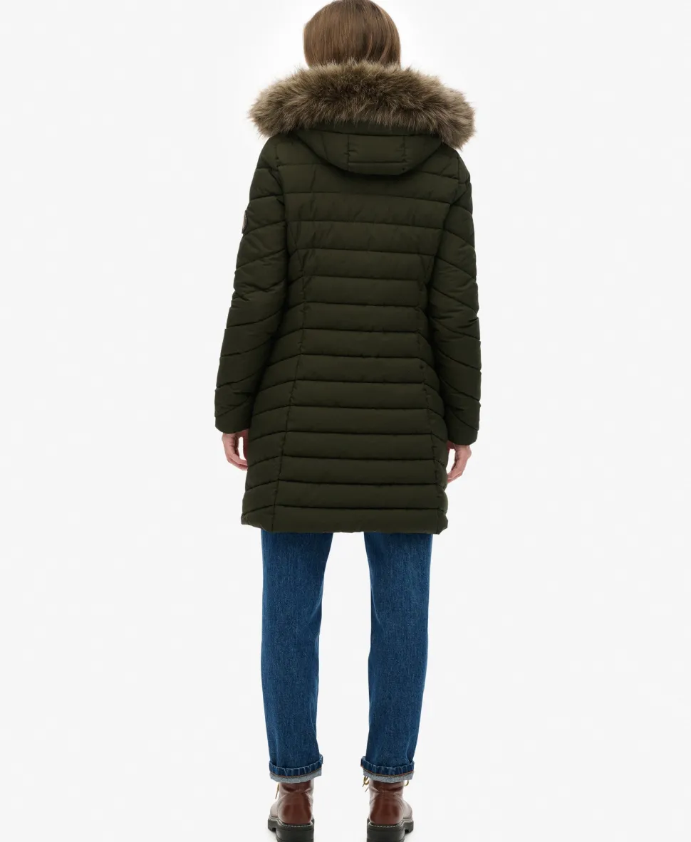 Fuji Faux Fur Hooded Mid Length Coat
