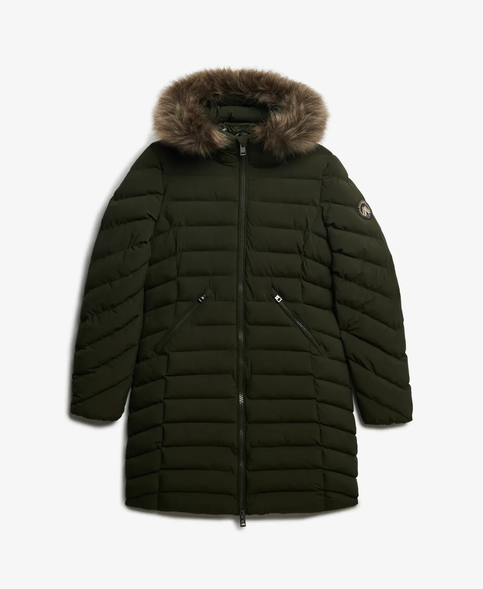 Fuji Faux Fur Hooded Mid Length Coat
