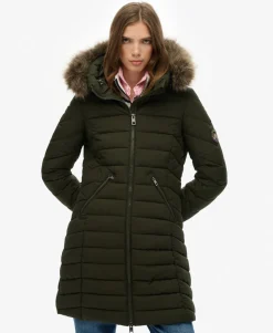 Fuji Faux Fur Hooded Mid Length Coat