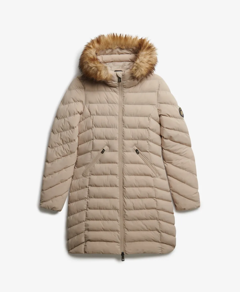 Fuji Faux Fur Hooded Mid Length Coat