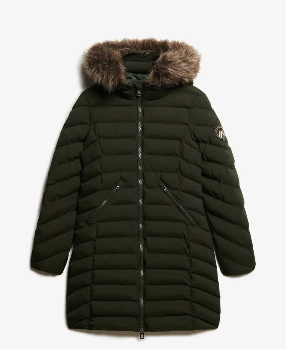 Fuji Faux Fur Hood Mid Length Puffer Coat