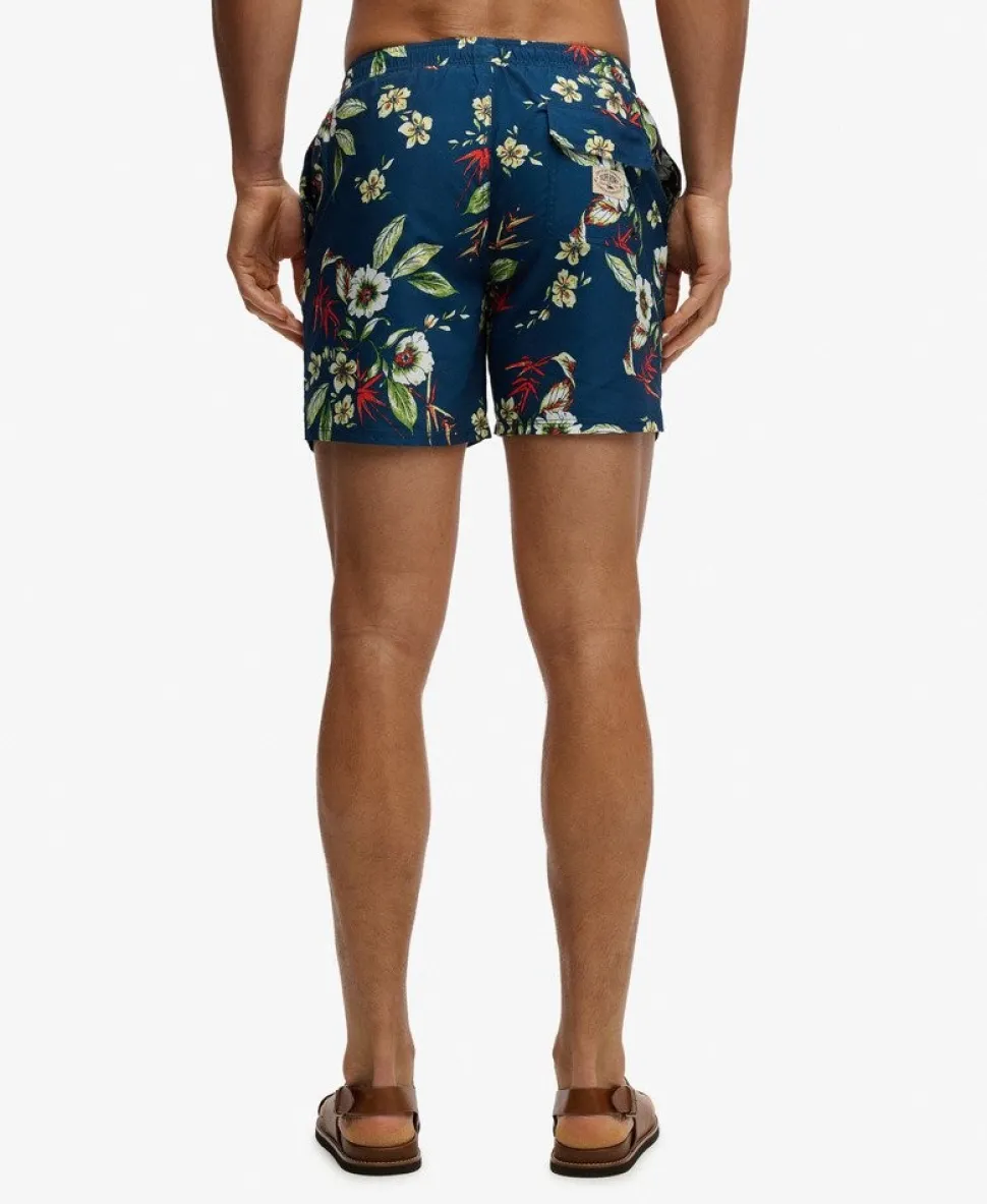 Hawaiian Print 16-inch Swim Shorts