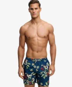 Hawaiian Print 16-inch Swim Shorts