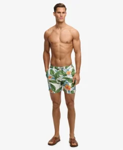 Hawaiian Print 16-inch Swim Shorts
