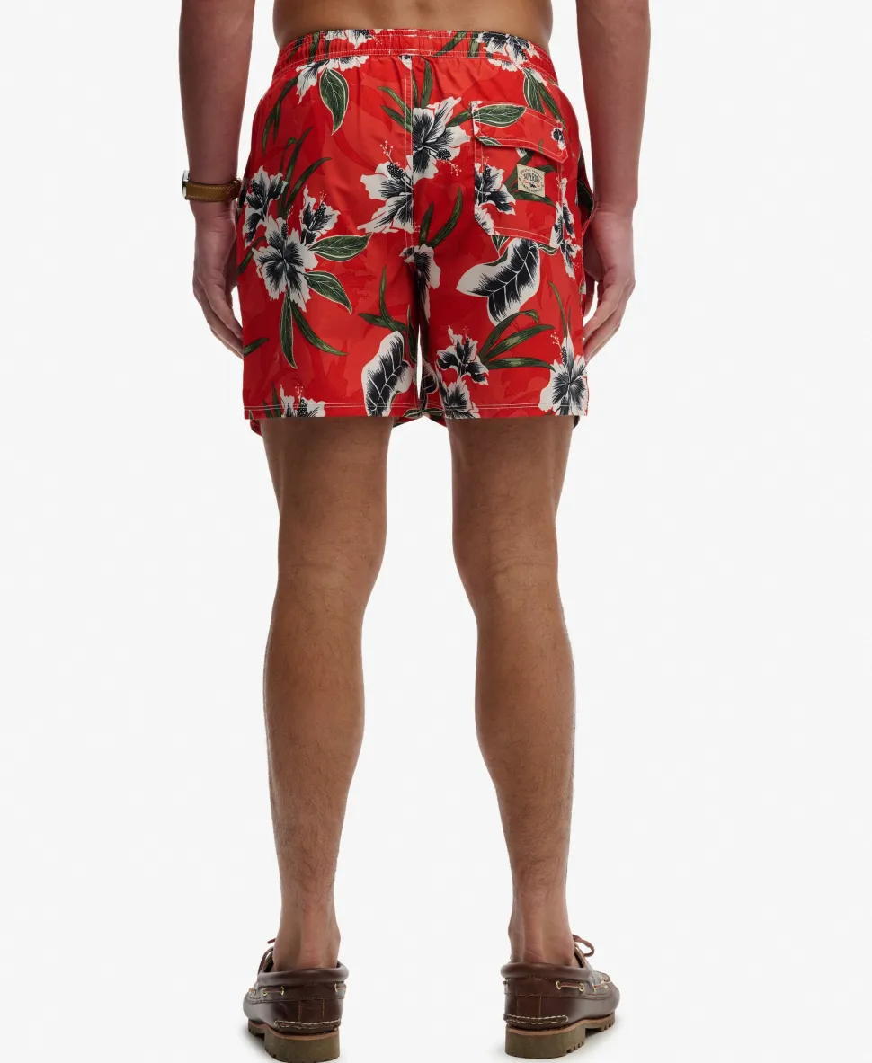 Hawaiian Print 16-inch Swim Shorts