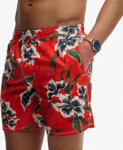 Hawaiian Print 16-inch Swim Shorts