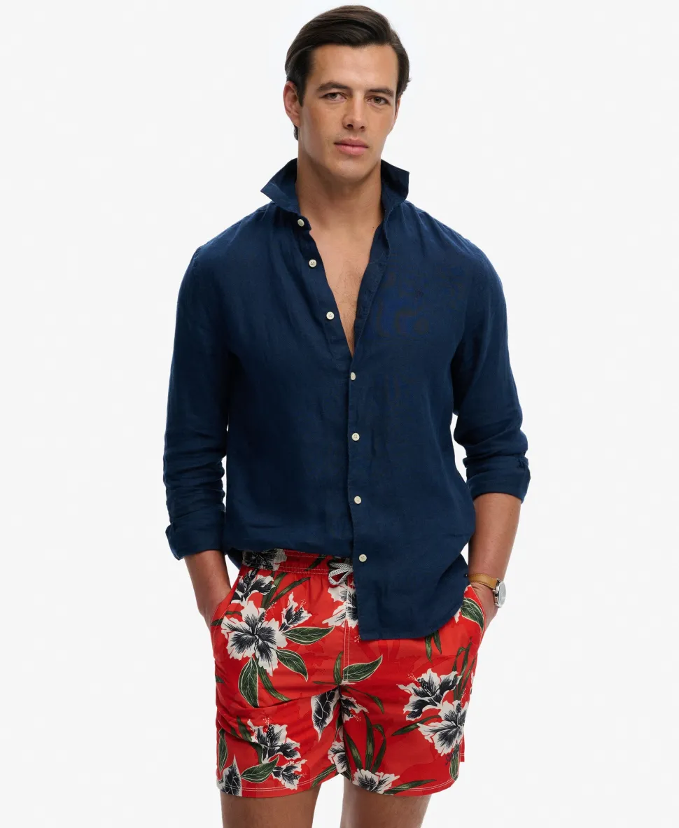 Hawaiian Print 16-inch Swim Shorts